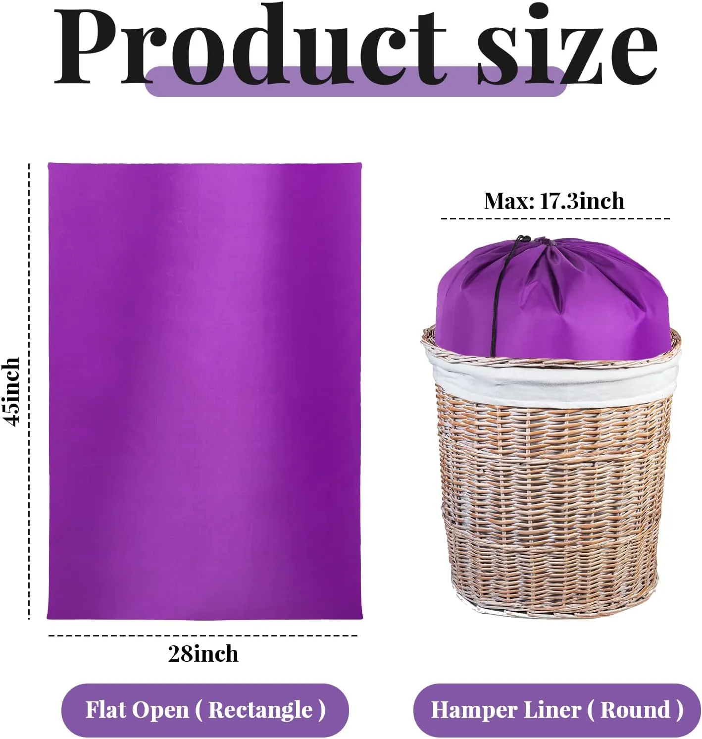 Woanger 12 Pack 28 x 45 Inch Extra Large Laundry Bags Bulk Washable Travel Laundry Bag with Drawstring Closure Large Dirty Clothes Organizer for College Dorm Home Hotel Camping(Purple)