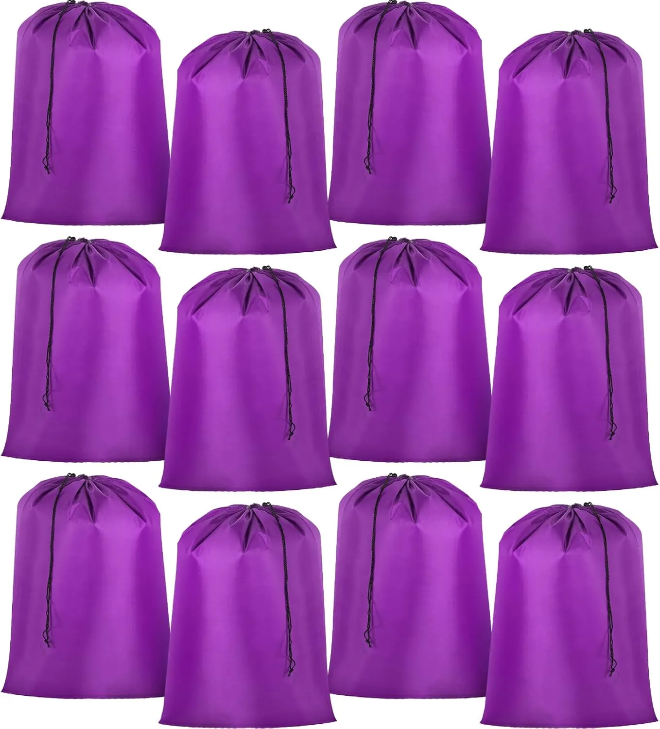 Woanger 12 Pack 28 x 45 Inch Extra Large Laundry Bags Bulk Washable Travel Laundry Bag with Drawstring Closure Large Dirty Clothes Organizer for College Dorm Home Hotel Camping(Purple)