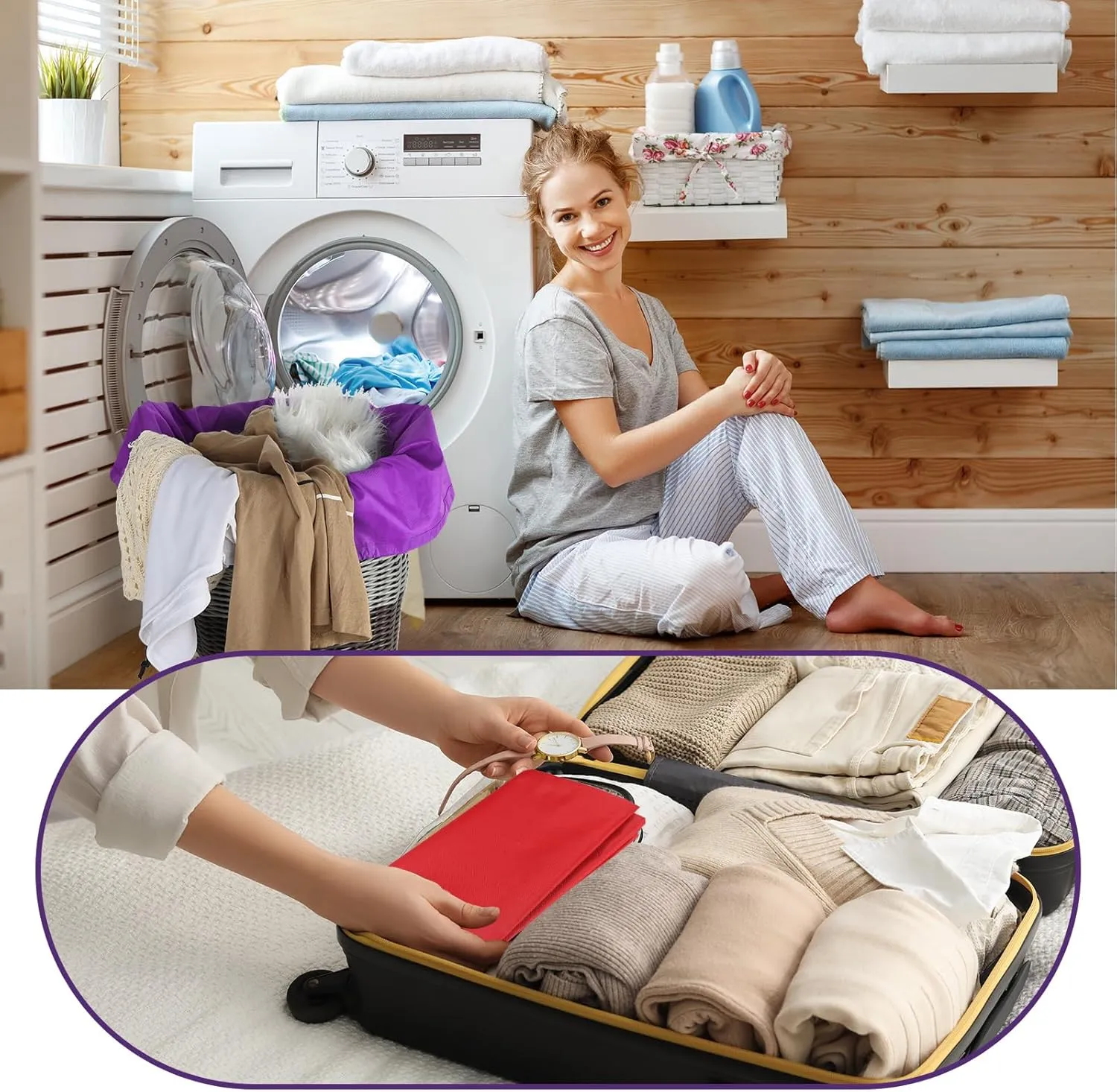 Woanger 12 Pack 28 x 45 Inch Extra Large Laundry Bags Bulk Washable Travel Laundry Bag with Drawstring Closure Large Dirty Clothes Organizer for College Dorm Home Hotel Camping(Red)