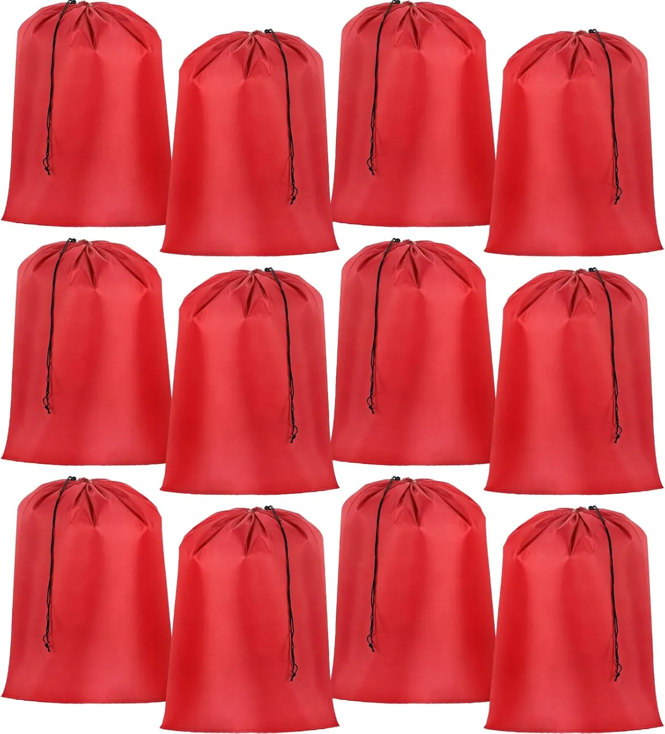 Woanger 12 Pack 28 x 45 Inch Extra Large Laundry Bags Bulk Washable Travel Laundry Bag with Drawstring Closure Large Dirty Clothes Organizer for College Dorm Home Hotel Camping(Red)
