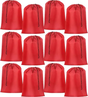 Woanger 12 Pack 28 x 45 Inch Extra Large Laundry Bags Bulk Washable Travel Laundry Bag with Drawstring Closure Large Dirty Clothes Organizer for College Dorm Home Hotel Camping(Red)