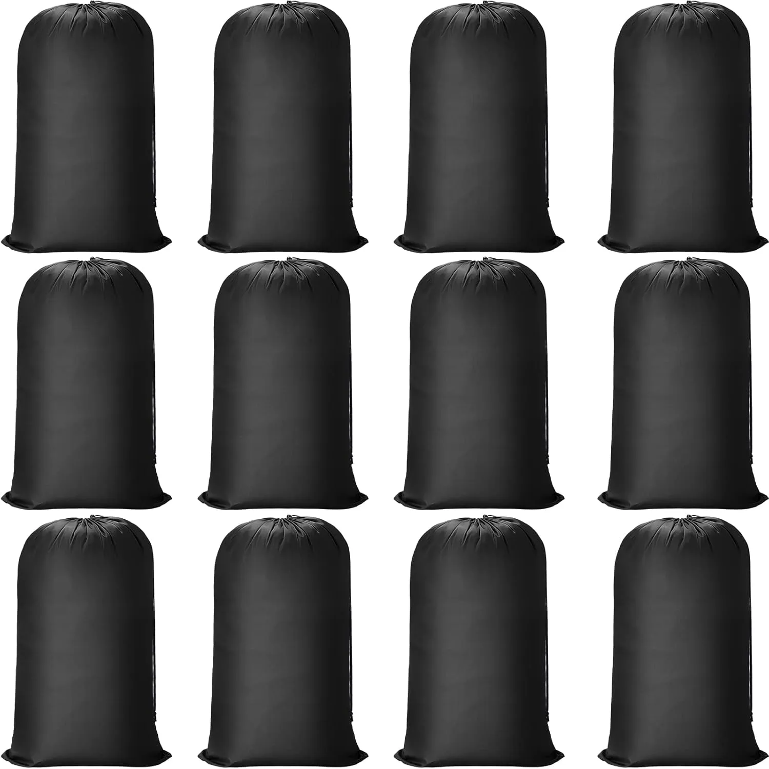 Woanger 12 Pack Extra Large Laundry Bag Drawstring Locking Closure 37.8'' x 24'' Dirty Clothes Organizer Heavy Duty Dirty Clothes Bag for Traveling Storage Easy Fit Hampers Laundry College Dorm, Black