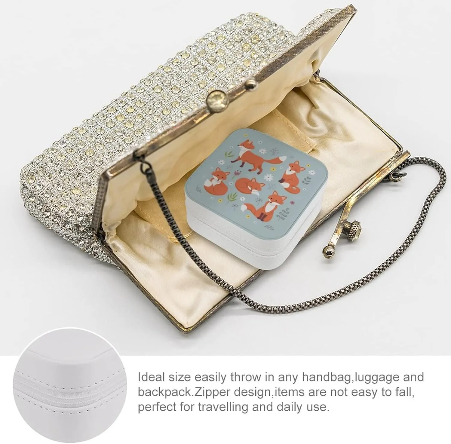 Woman PU Leather Jewelry Box, Small Travel Display Storage Organizer Case Bag Holder for Rings, Earrings, Necklaces, Bracelets