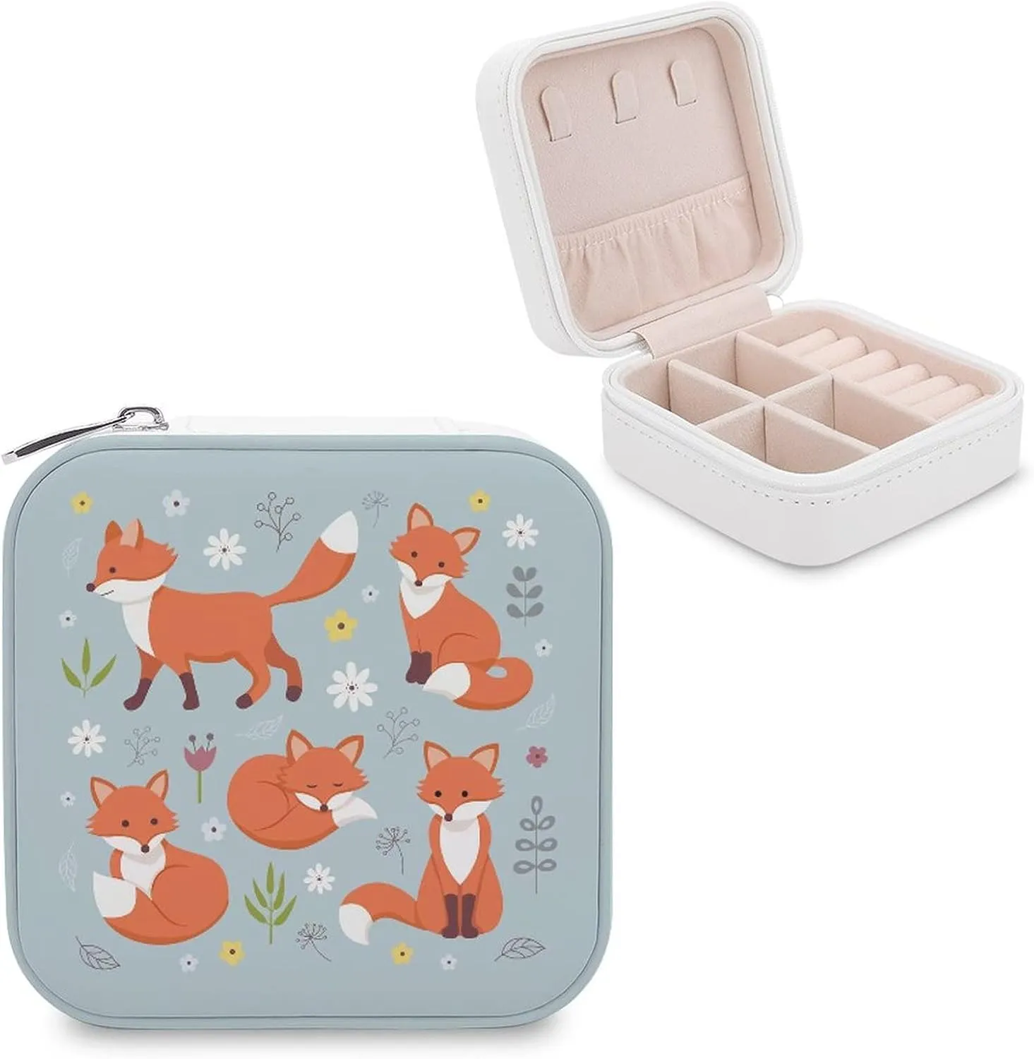 Woman PU Leather Jewelry Box, Small Travel Display Storage Organizer Case Bag Holder for Rings, Earrings, Necklaces, Bracelets