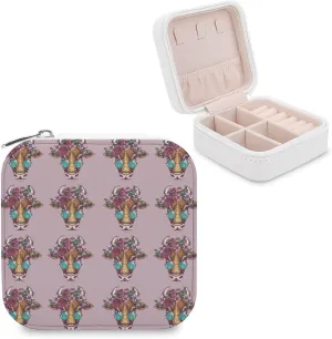 Woman PU Leather Jewelry Box, Small Travel Display Storage Organizer Case Bag Holder for Rings, Earrings, Necklaces, Bracelets