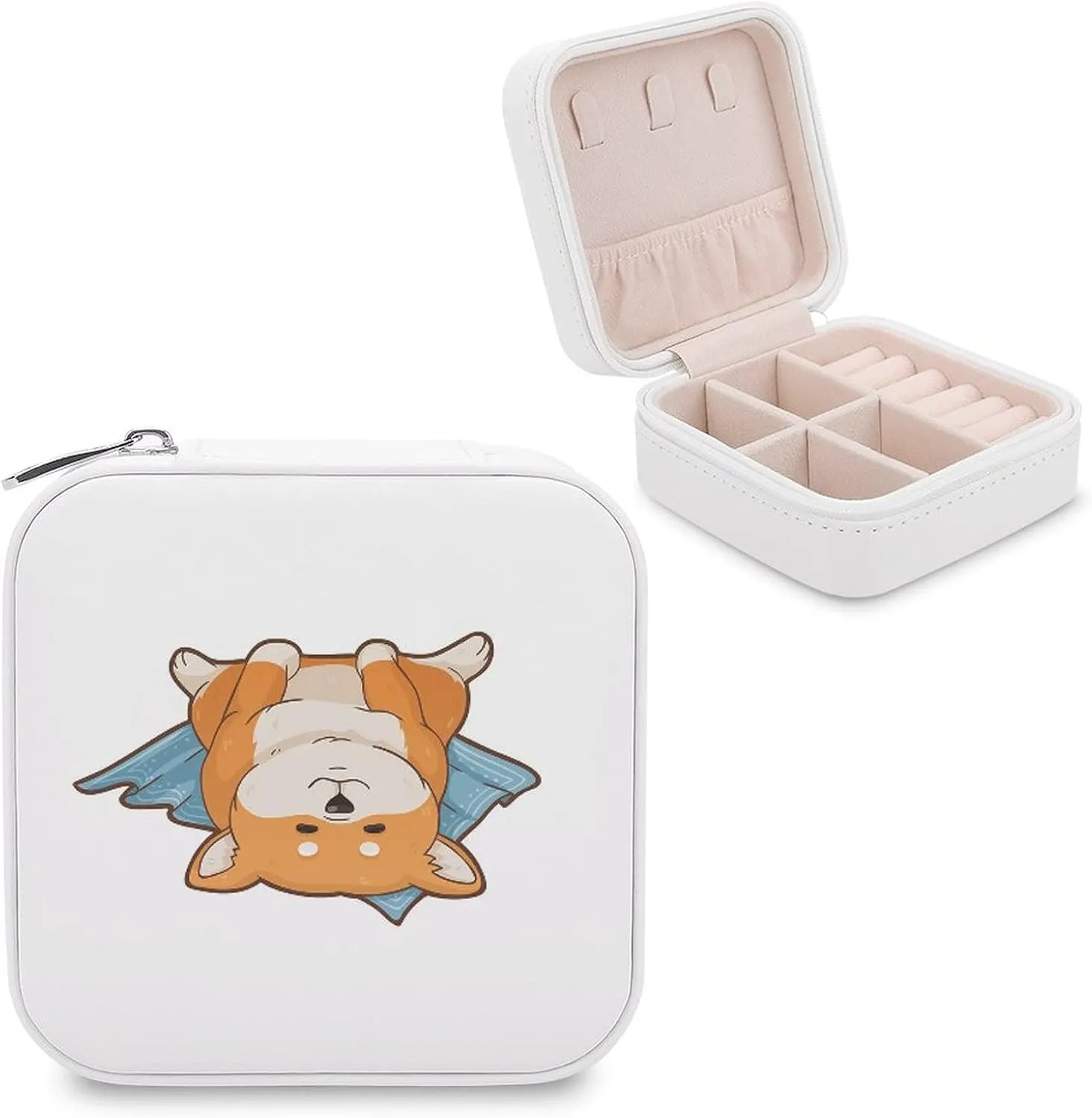 Woman PU Leather Jewelry Box, Small Travel Display Storage Organizer Case Bag Holder for Rings, Earrings, Necklaces, Bracelets