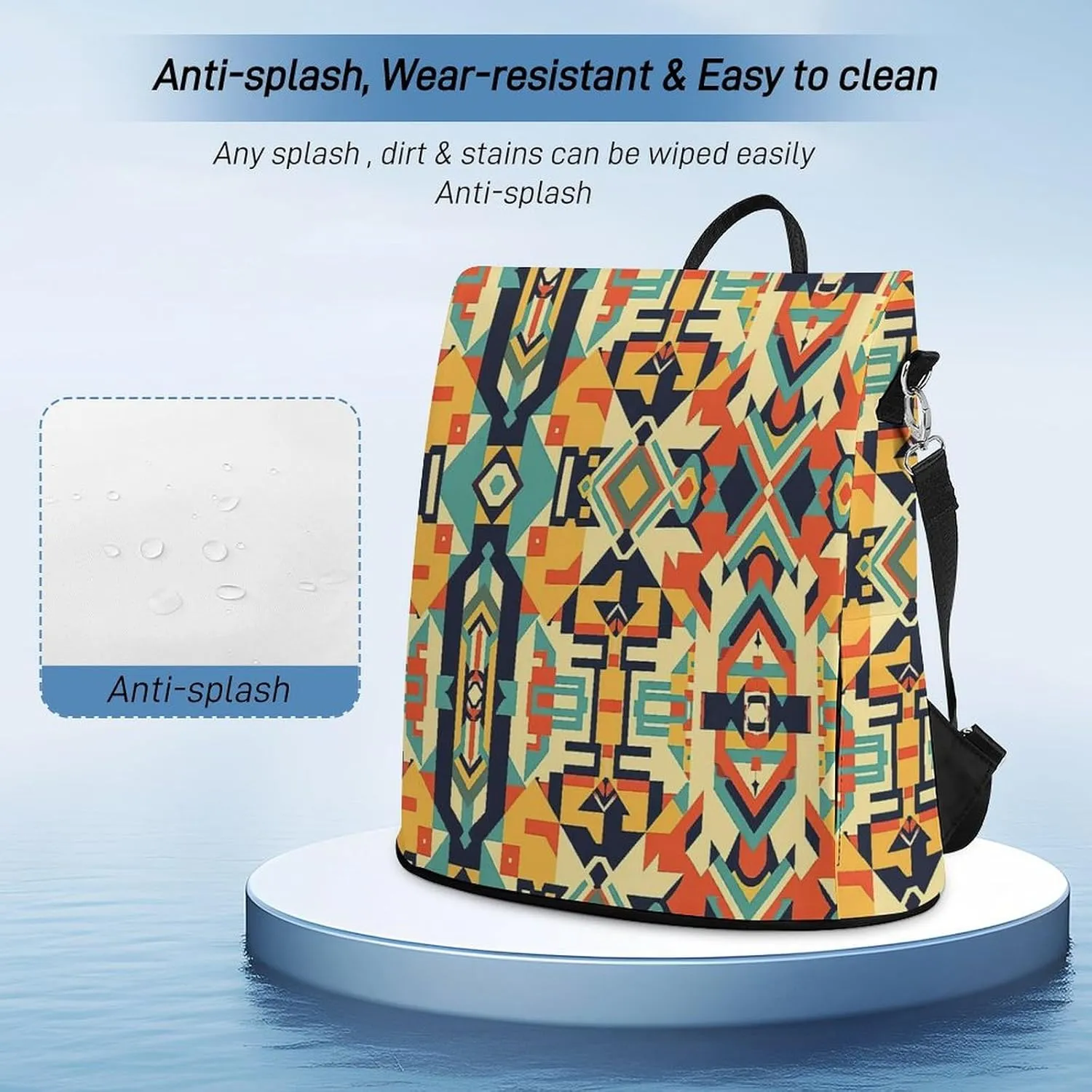 Women Backpack Anti Theft Back Pack Abstract Tribal Aztec Pattern Shoulder Bag Purse Waterproof Daypack Casual Bookbag for College Work Travel Outdoor