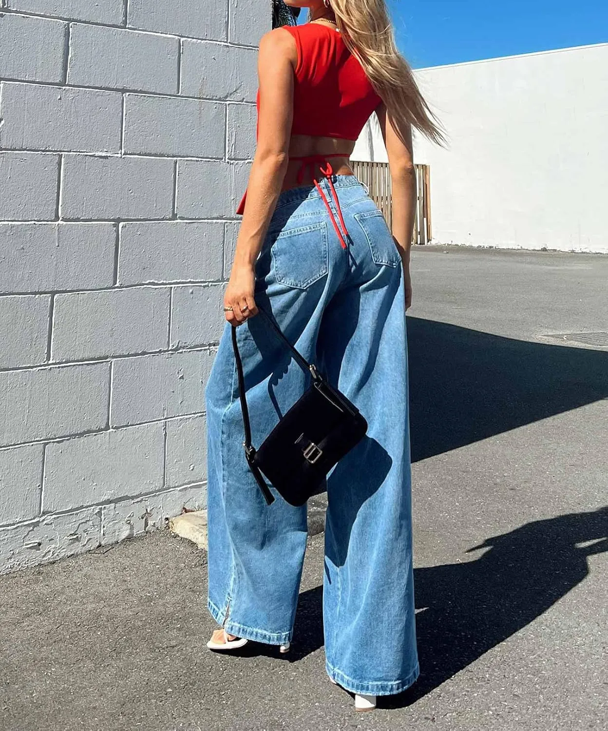 Women Baggy Y2K Jeans Vintage Low Waisted Straight Leg Denim Pants E-Girl Streetwear Clubwear
