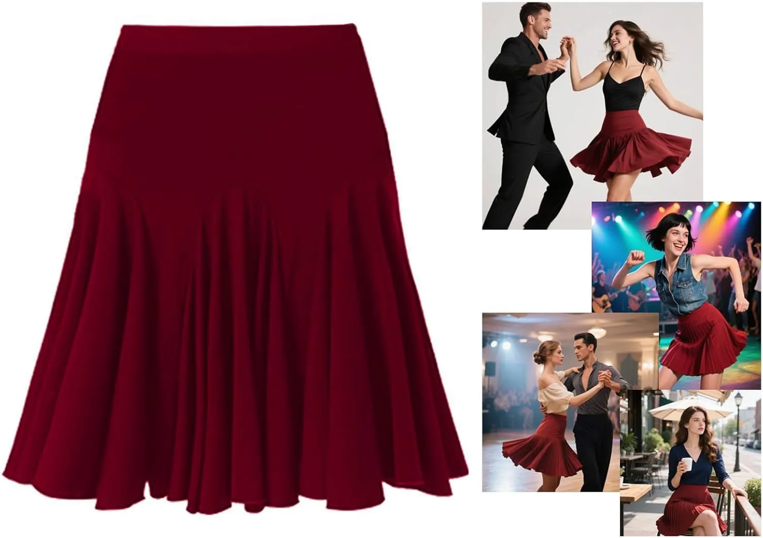 Women Black Ruffle Dance Skirt for Women A Line Casual Skirt Ladies Pleated Tennis Latin Dance Skirt with Shorts