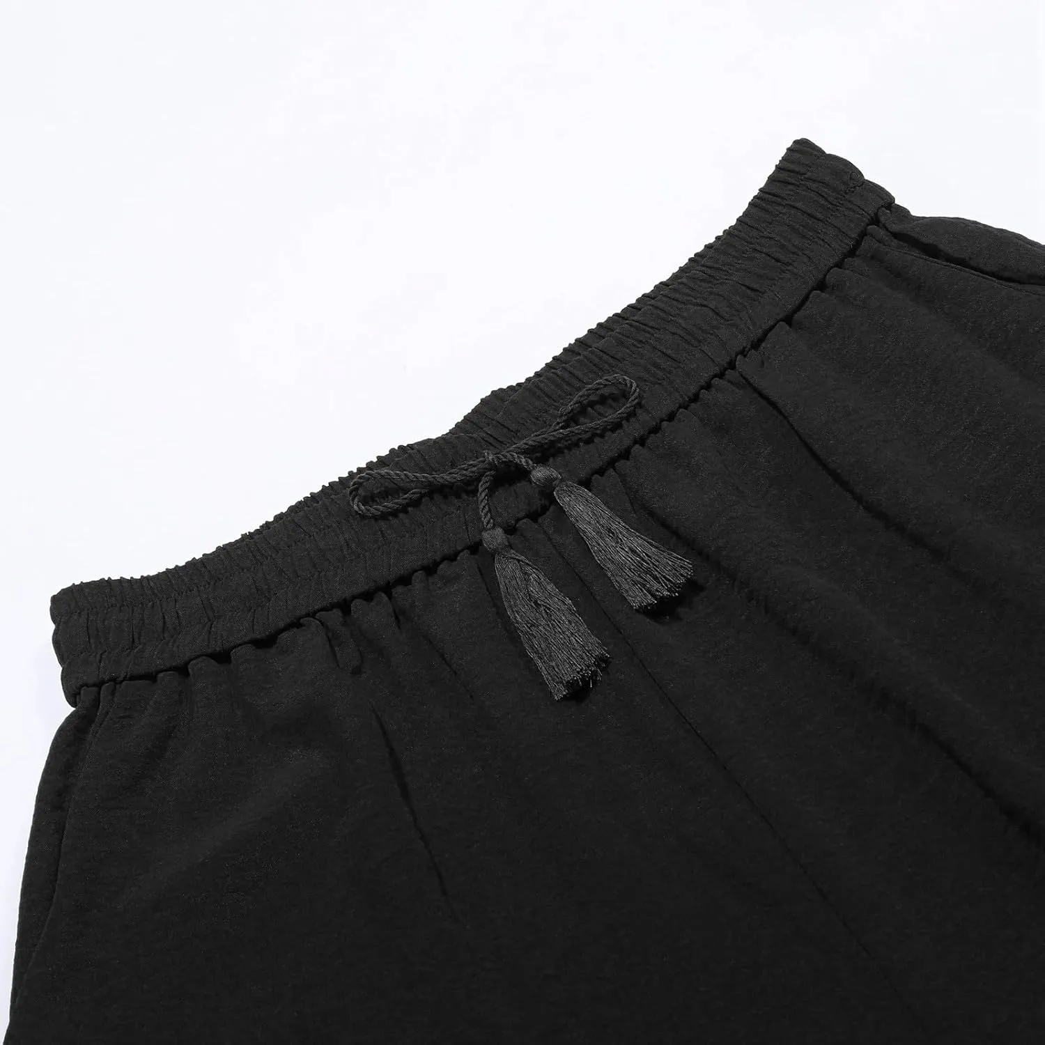 Women Linen Palazzo Pants Womens High Waisted Stretchy Capris with Pockets Womens Capri Pocket Sweatpants Cargo Capri