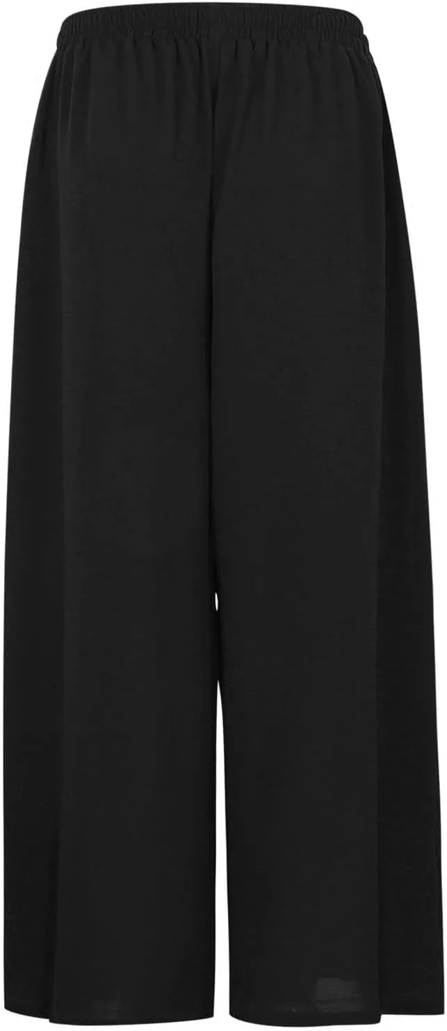 Women Linen Palazzo Pants Womens High Waisted Stretchy Capris with Pockets Womens Capri Pocket Sweatpants Cargo Capri