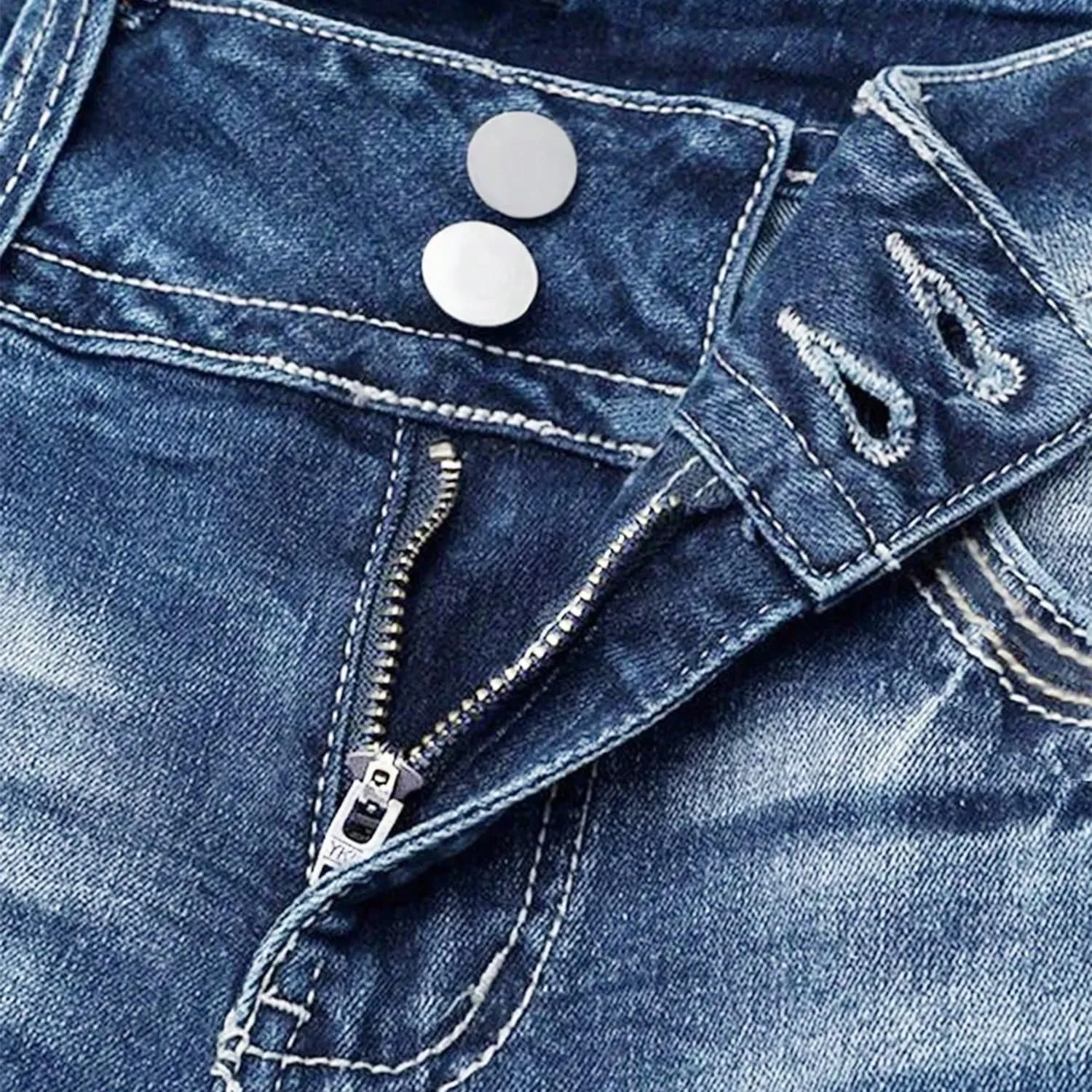 Women Mid Waisted Bootcut Jeans Zip Stretchy Slim Casual Double Button Flare Denim Pants with Distressed Pocket