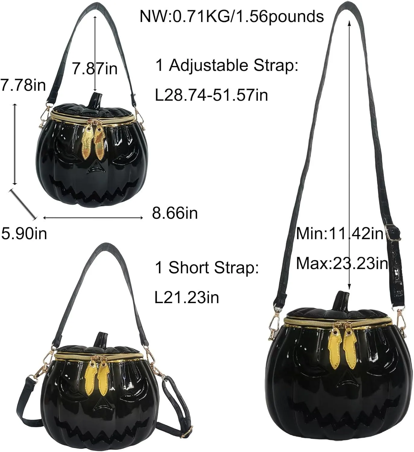 Women Pumpkin Shaped Crossbody Shoulder Bag Unique Weird PVC Handbag Novelty Halloween Pumpkin Purse