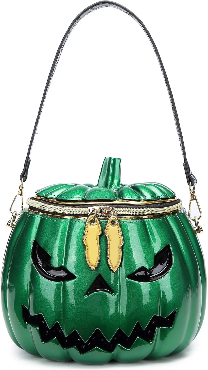 Women Pumpkin Shaped Crossbody Shoulder Bag Unique Weird PVC Handbag Novelty Halloween Pumpkin Purse