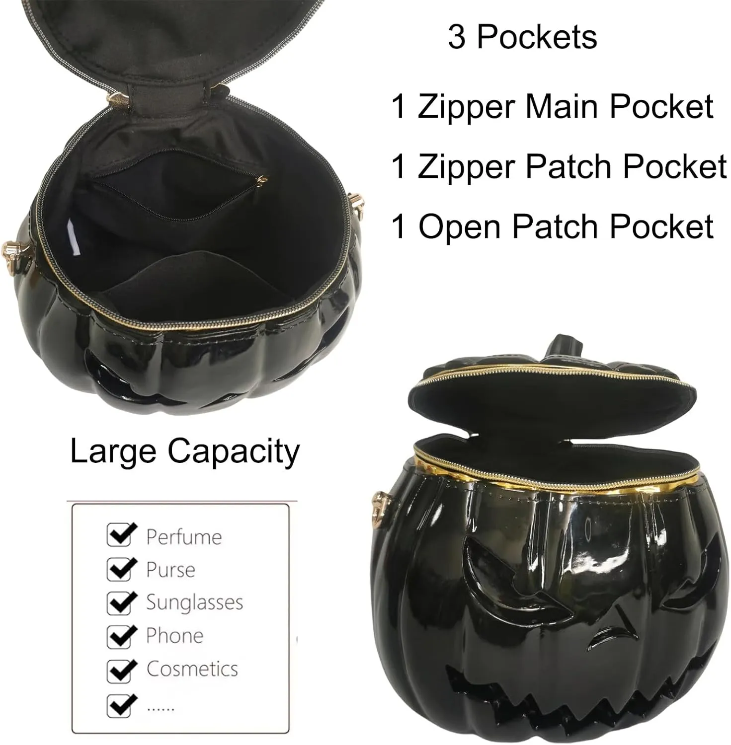Women Pumpkin Shaped Crossbody Shoulder Bag Unique Weird PVC Handbag Novelty Halloween Pumpkin Purse