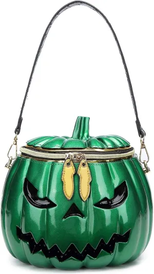 Women Pumpkin Shaped Crossbody Shoulder Bag Unique Weird PVC Handbag Novelty Halloween Pumpkin Purse