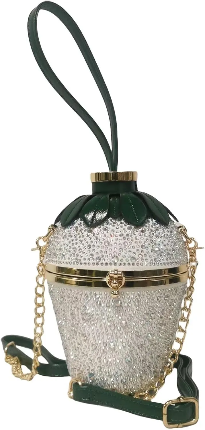 Women Strawberry Shaped Handbag Crossbody Shoulder Bag PU Leather Unique Novelty Strawberry Purse