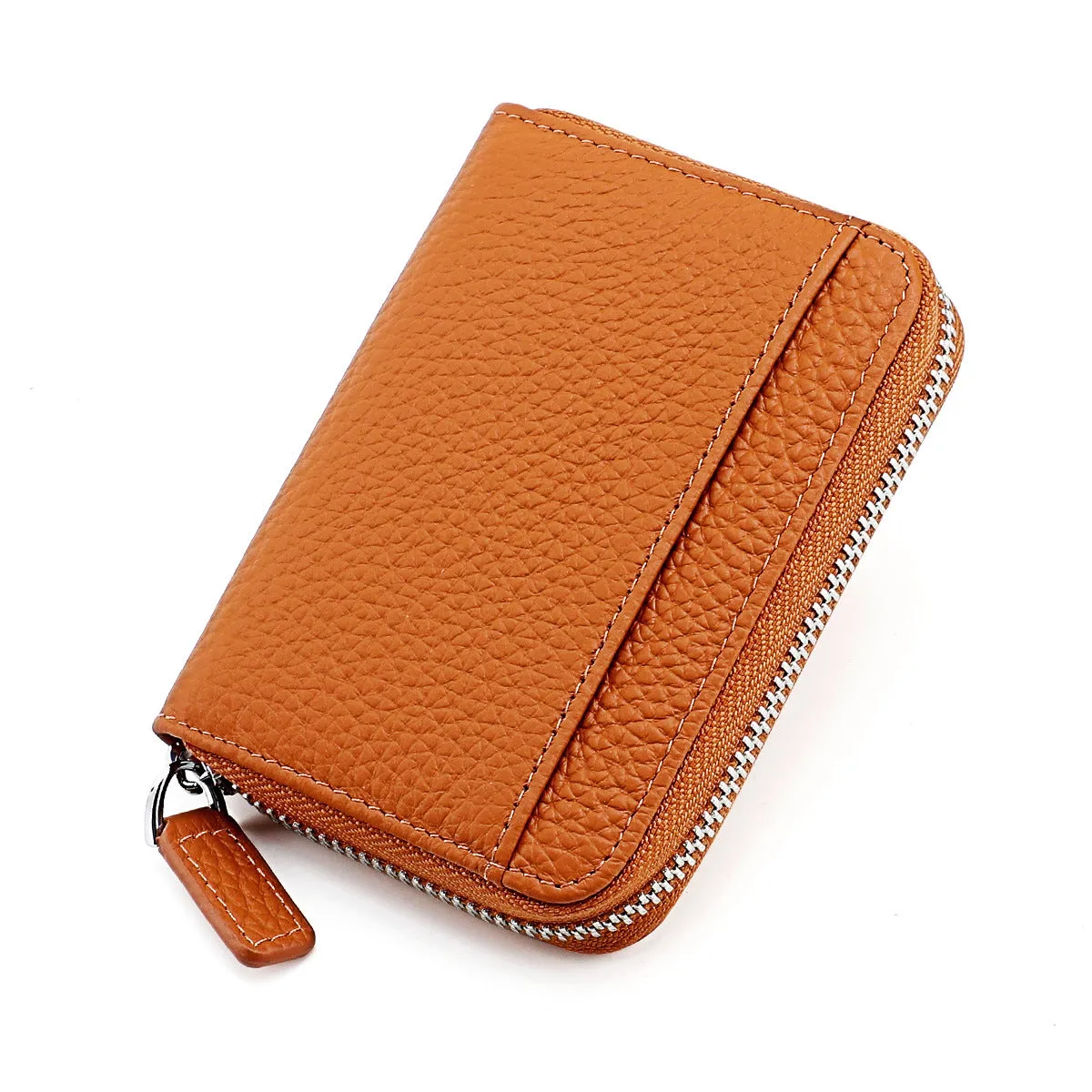 Women's & Men's & Leather Expanding Swiping Zipper Change Card Holder
