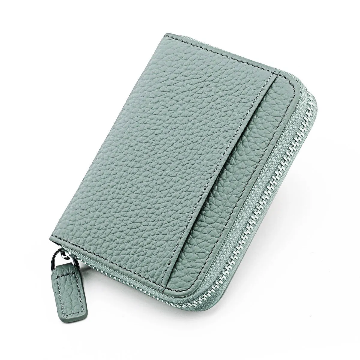 Women's & Men's & Leather Expanding Swiping Zipper Change Card Holder