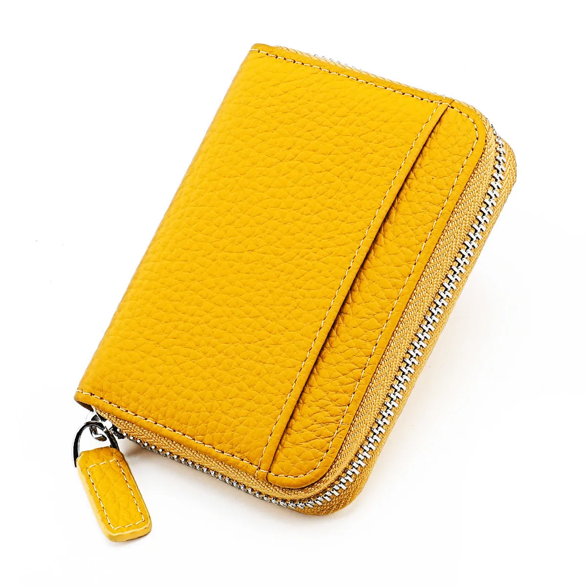 Women's & Men's & Leather Expanding Swiping Zipper Change Card Holder