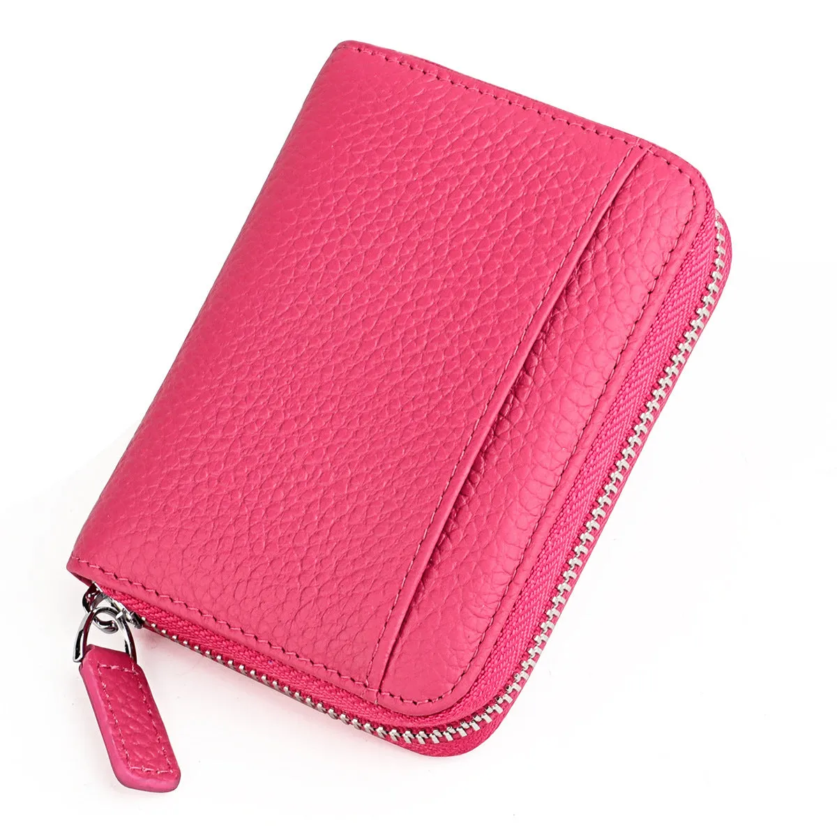 Women's & Men's & Leather Expanding Swiping Zipper Change Card Holder