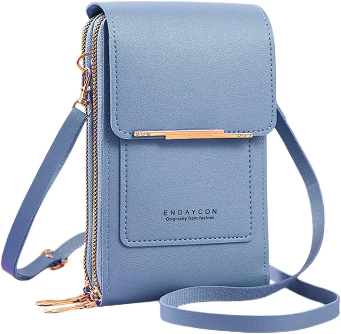 Women's Anti-theft Leather Crossbody RFID Blocking Bag,Mini Touch Screen One Shoulder Mobile Phone Purse