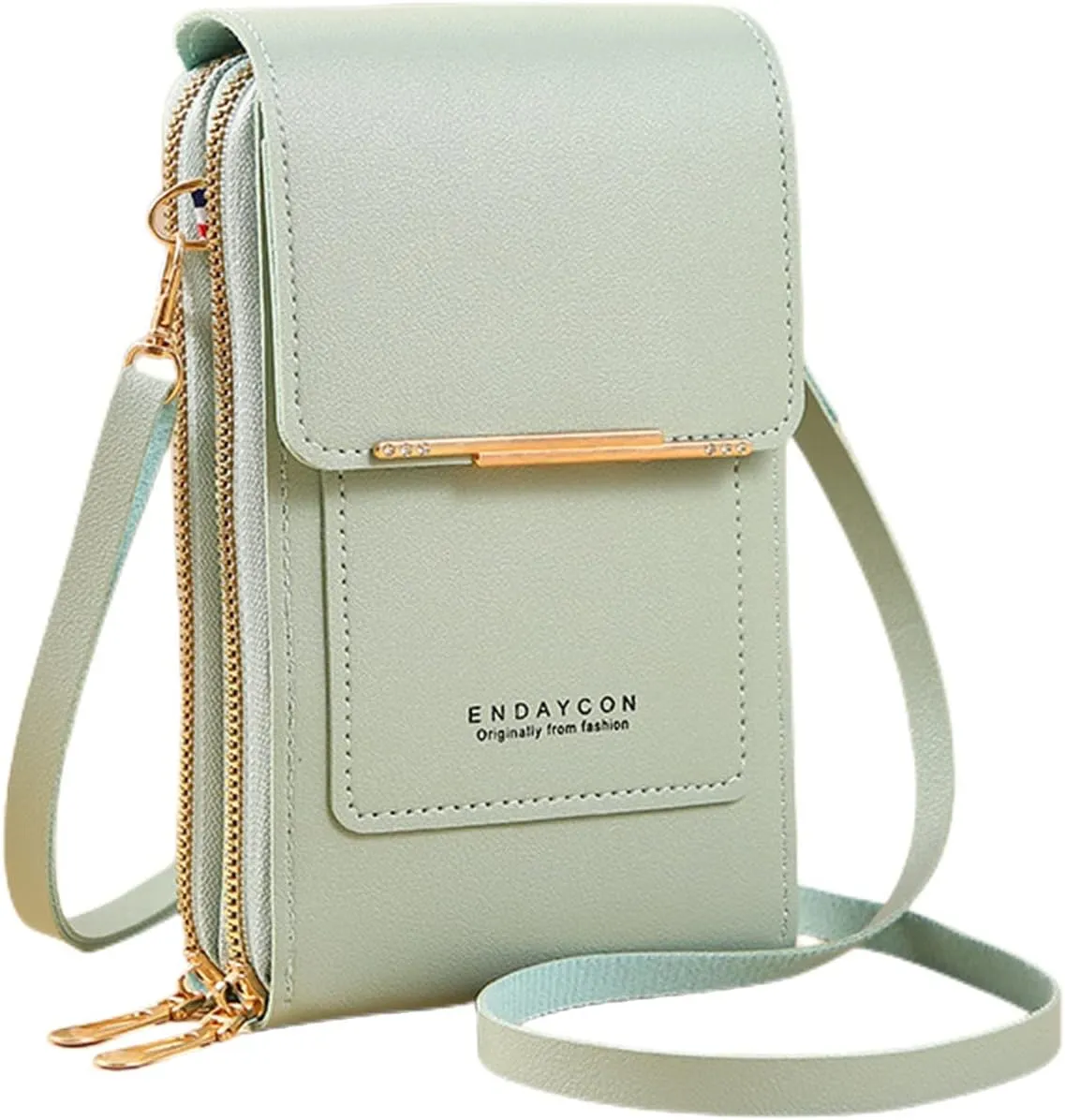 Women's Anti-theft Leather Crossbody RFID Blocking Bag,Mini Touch Screen One Shoulder Mobile Phone Purse