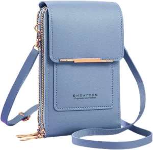Women's Anti-theft Leather Crossbody RFID Blocking Bag,Mini Touch Screen One Shoulder Mobile Phone Purse