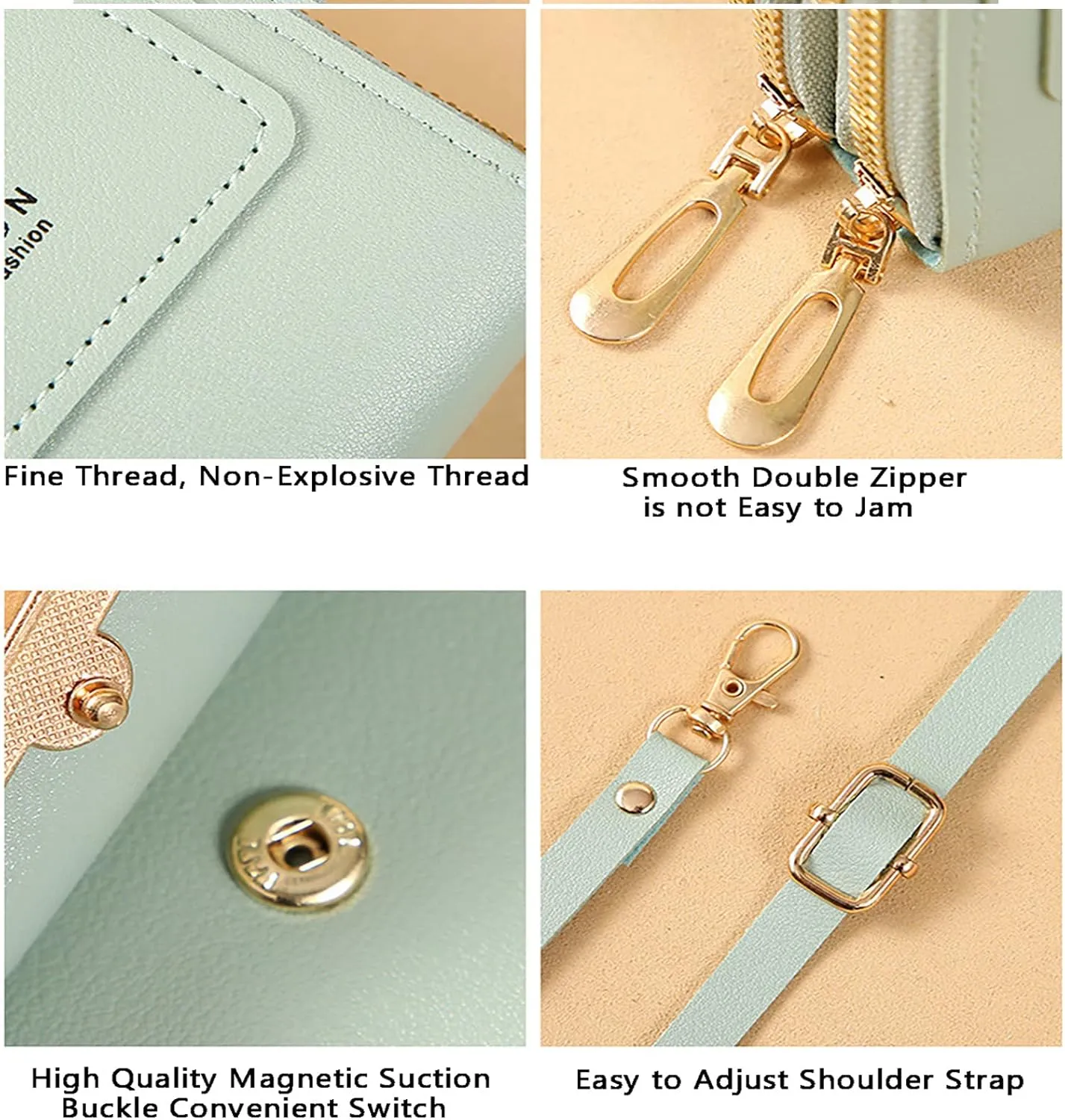 Women's Anti-theft Leather Crossbody RFID Blocking Bag,Mini Touch Screen One Shoulder Mobile Phone Purse