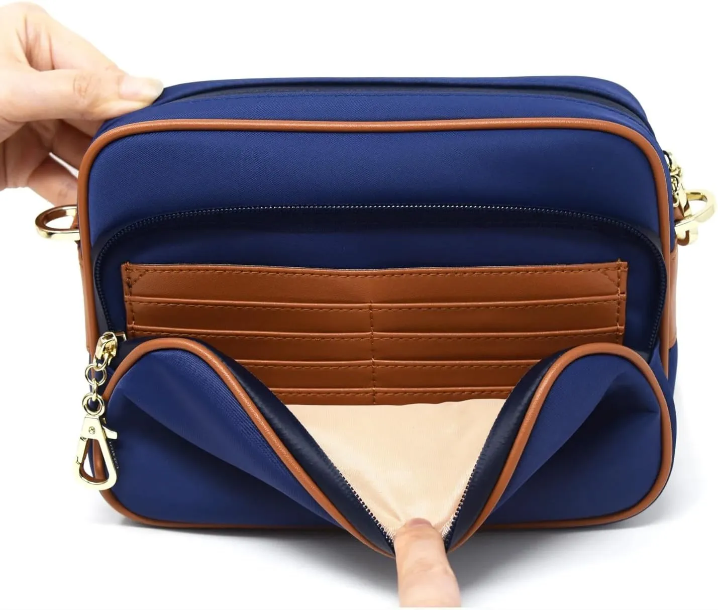 Womens Anti-Theft Water-Proof Travel Crossbody Bag with Slash-Resistant Faux Leather & Locking Clasps Strap
