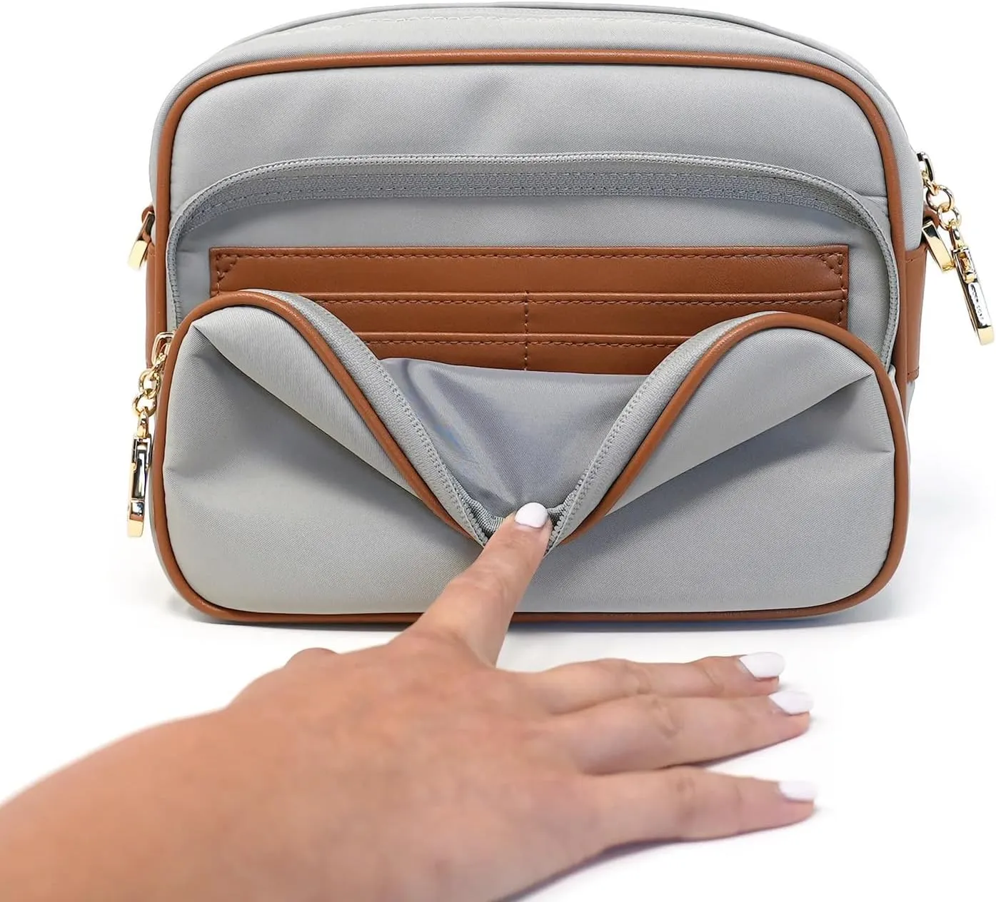 Womens Anti-Theft Water-Proof Travel Crossbody Bag with Slash-Resistant Faux Leather & Locking Clasps Strap