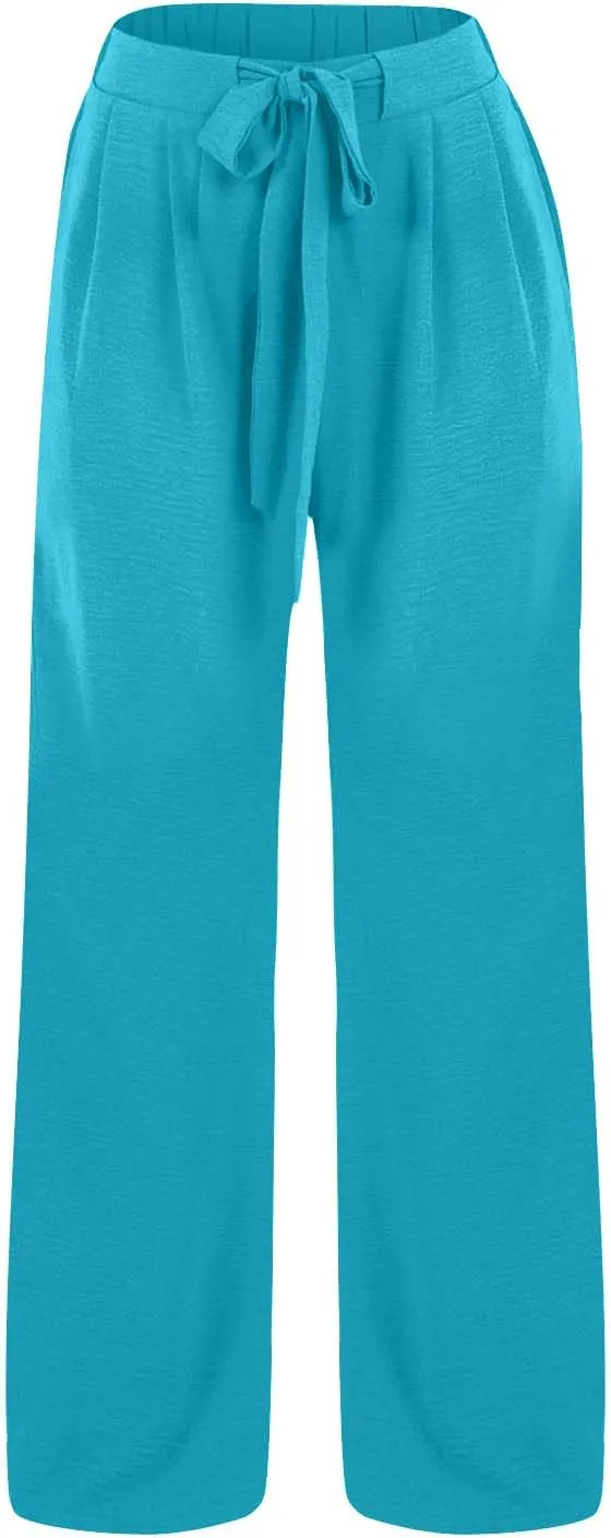 Womens Bootcut Dress Pants Womens Casual Wide Leg Pants Flowy Wide Leg Beach Trousers with Pockets Cargo Capri