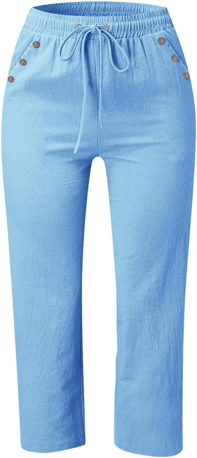 Womens Bootcut Dress Pants Womens Plus Size Business Office Casual Slacks with Pockets Women Linen Palazzo