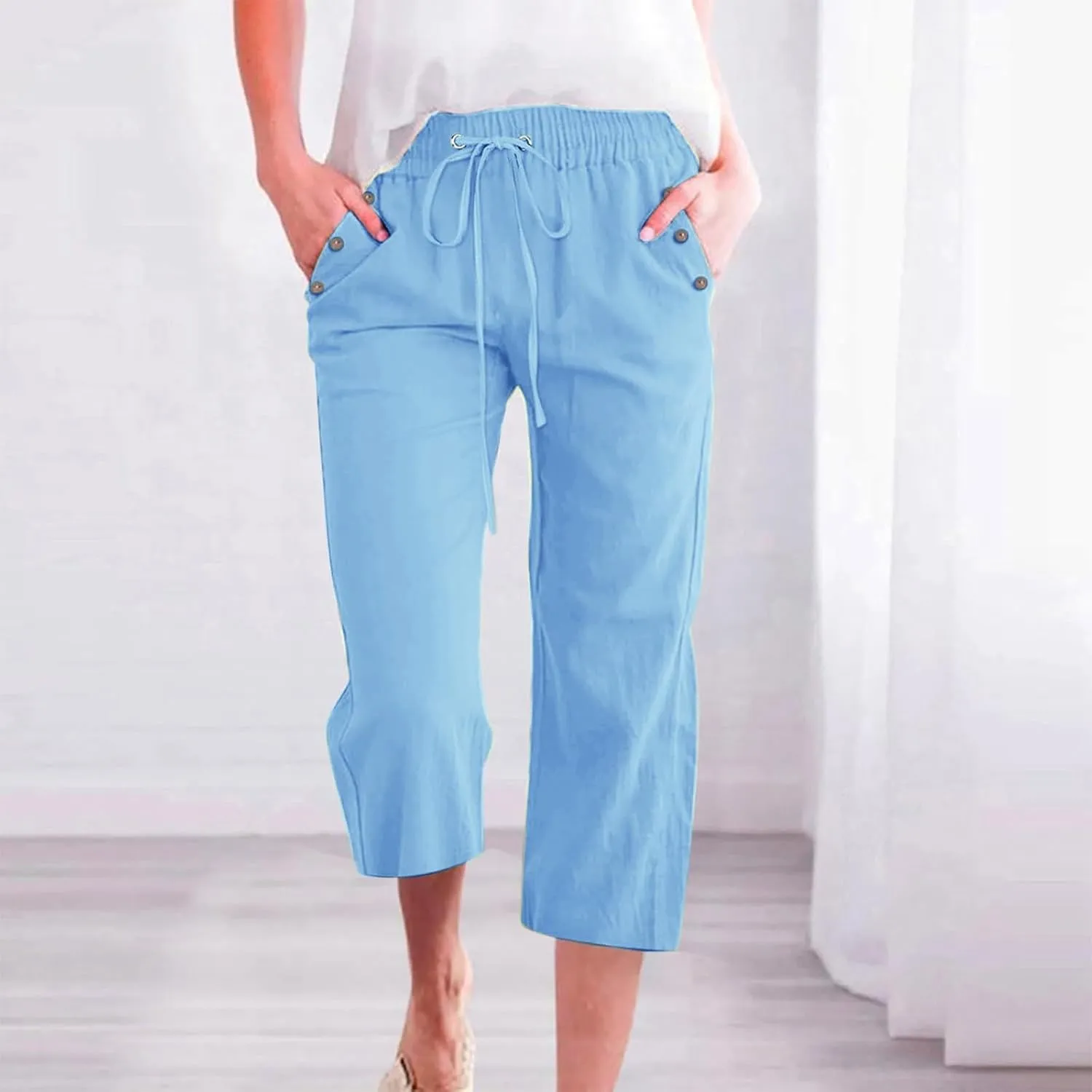Womens Bootcut Dress Pants Womens Plus Size Business Office Casual Slacks with Pockets Women Linen Palazzo