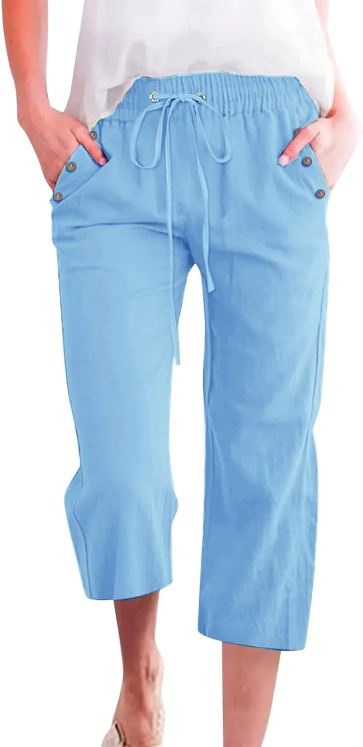 Womens Bootcut Dress Pants Womens Plus Size Business Office Casual Slacks with Pockets Women Linen Palazzo
