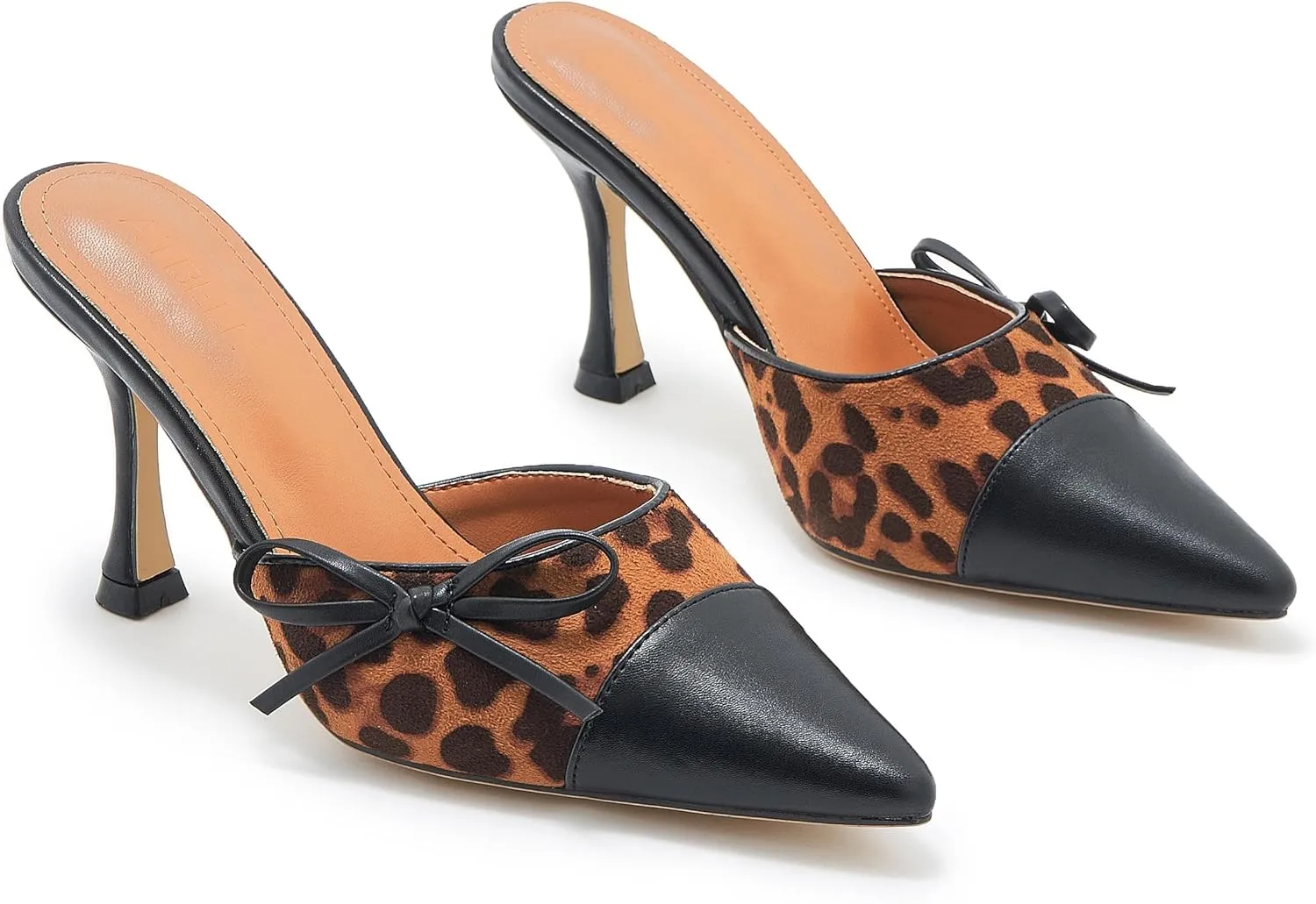 Women's Bow Tie Heeled Mules Kitten Heels Patchwork Vintage Dress Sandals