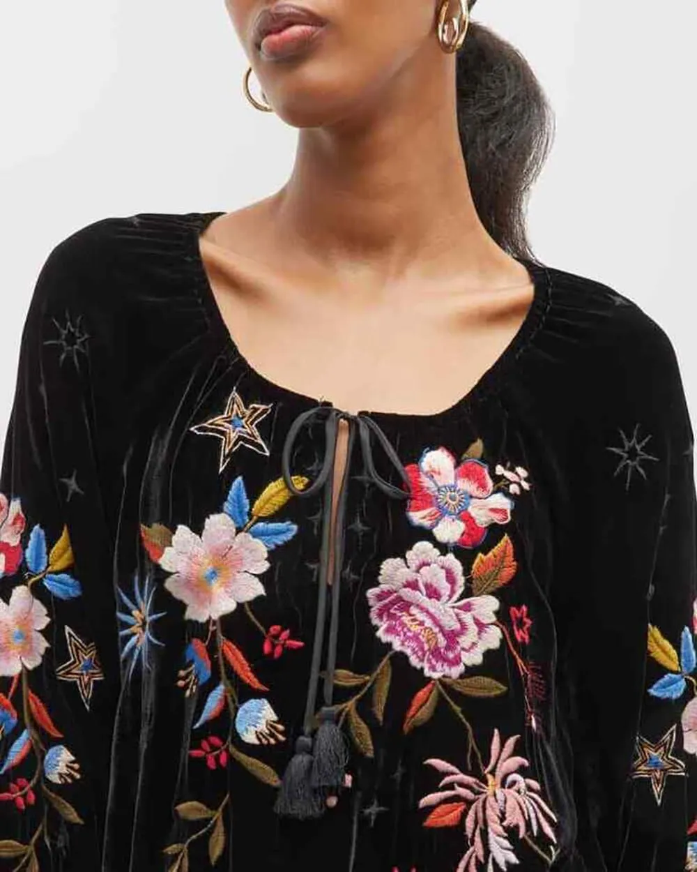 Women's Celestin Velvet Bishop Sleeve Blouse