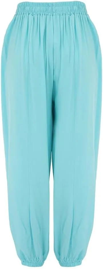 Women's Cotton Linen Baggy Harem Pants Casual Solid Drawstring Elastic Waisted Boho Yoga Hippie Gypsy Aladdin Lounge Trousers