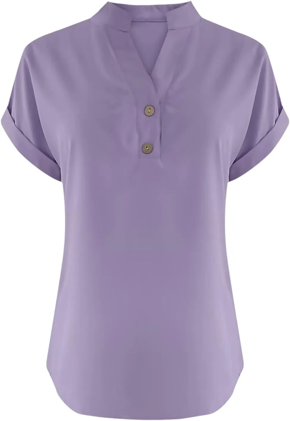 Womens Cotton Linen Blouse Short Sleeve Button V Neck Henley Shirts Lightweight Loose Fit Comfy Casual Summer T Shirt