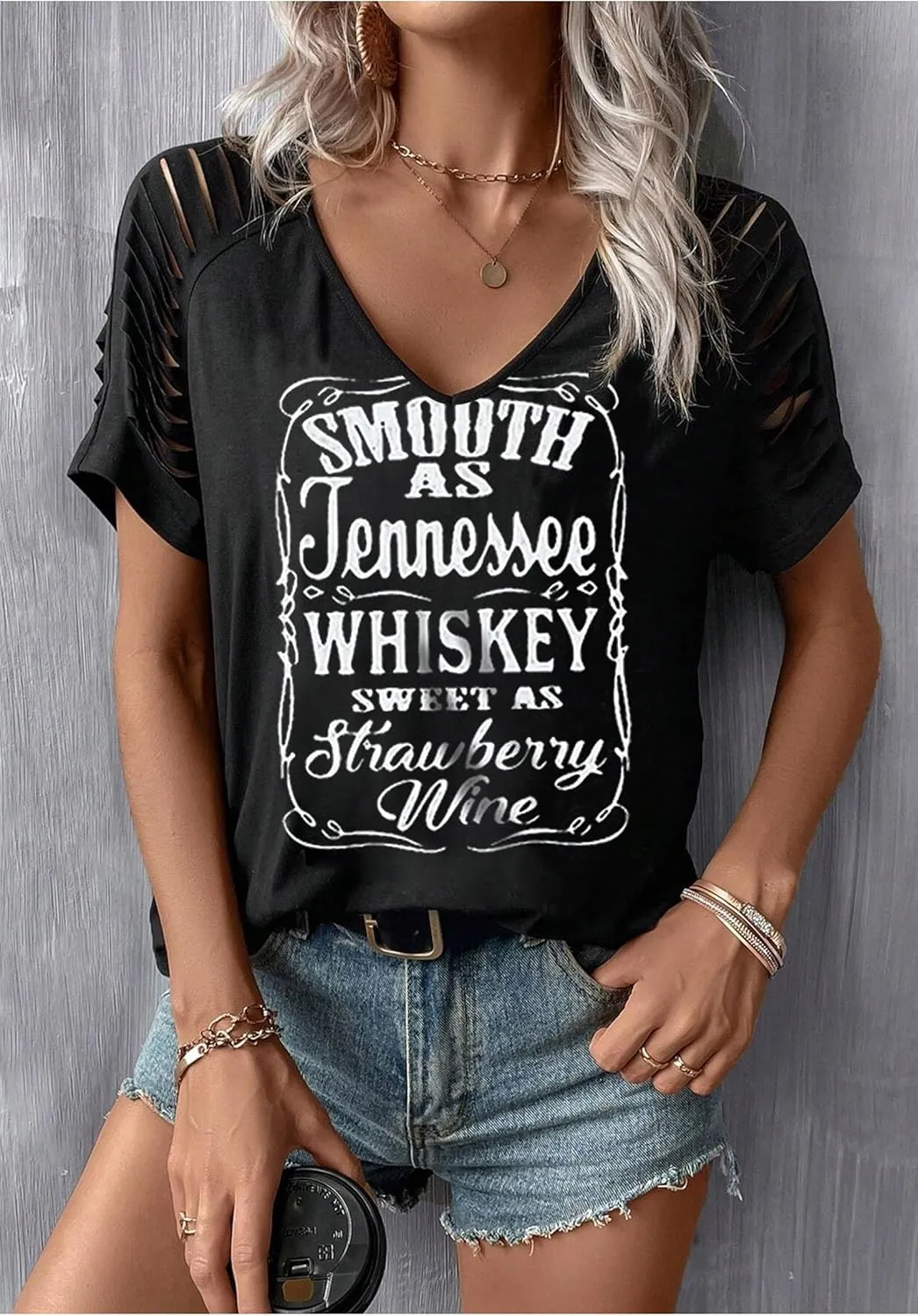 Womens Cut Out Cold Shoulder T Shirts Boho Floral Graphic Tshirts Nashville Country Lacerated Sleeve Cowgirls Tee Tops
