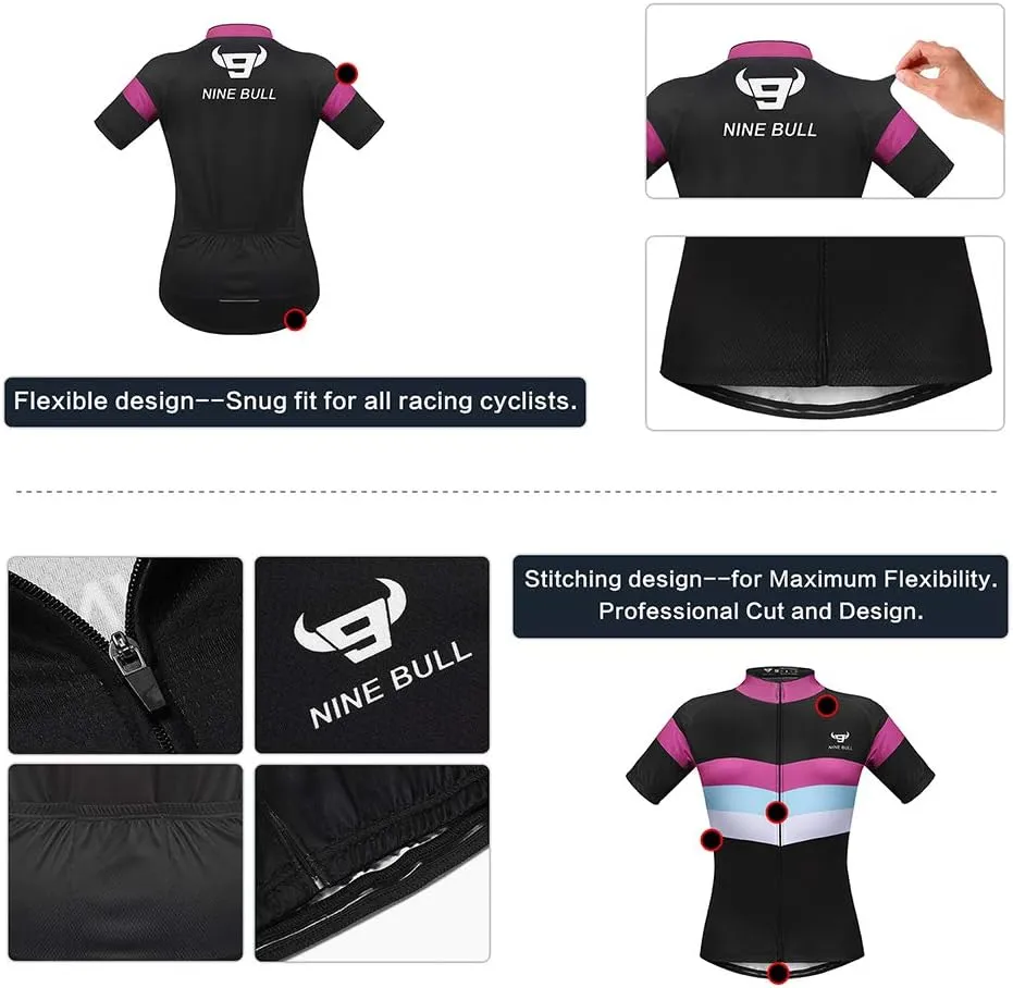 Women's Cycling Jersey Short Sleeve MTB Bike Clothing Road Bicycle Shirts Shorts Padded Pants
