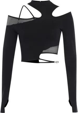 Women's Gothic T-Shirt Goth Crop Top Y2k Streetwear Long Sleeve Tops Rave Shirts