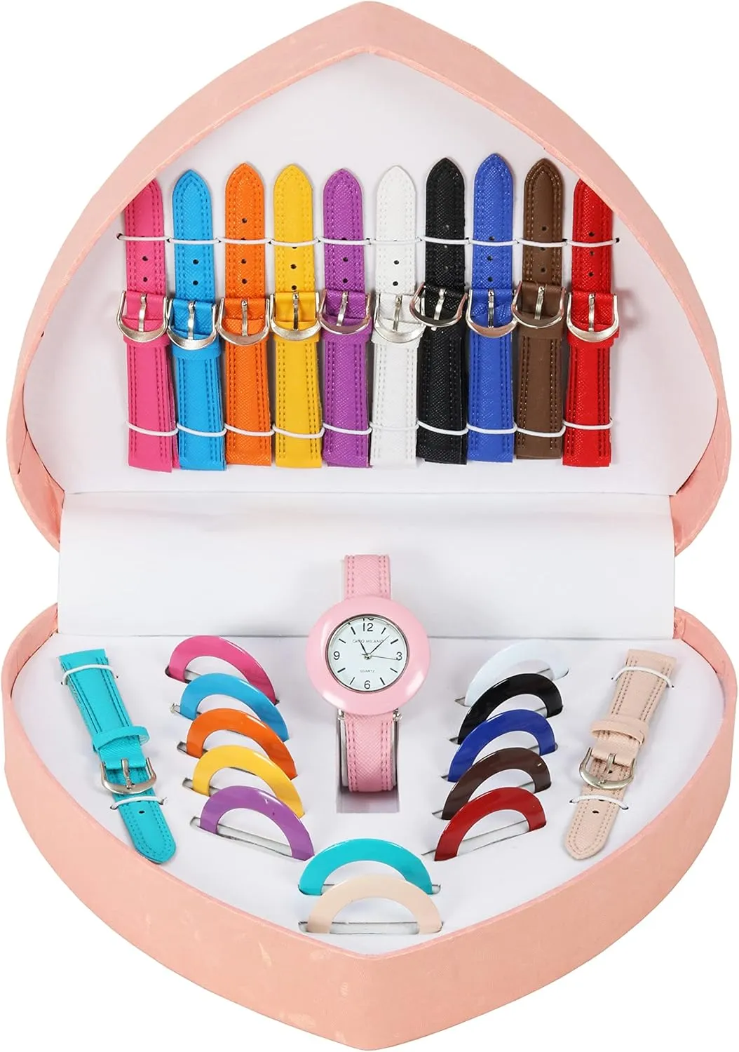 Women's Heart Shaped Multi-Color Faux Leather Watch