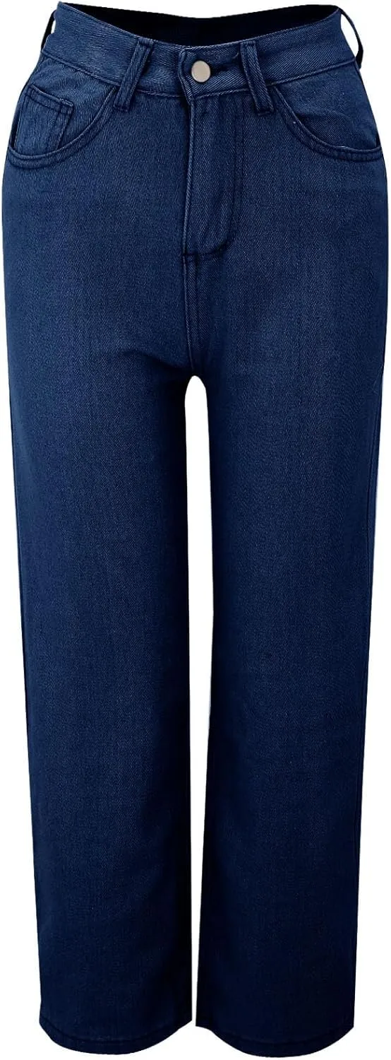 Women's High Waisted Wide Leg Jeans with Forward Pockets Trendy Casual Denim Pants for Comfort and Style Everyday