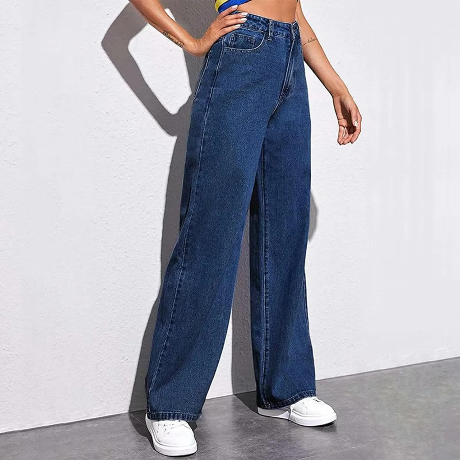 Women's High Waisted Wide Leg Jeans with Forward Pockets Trendy Casual Denim Pants for Comfort and Style Everyday