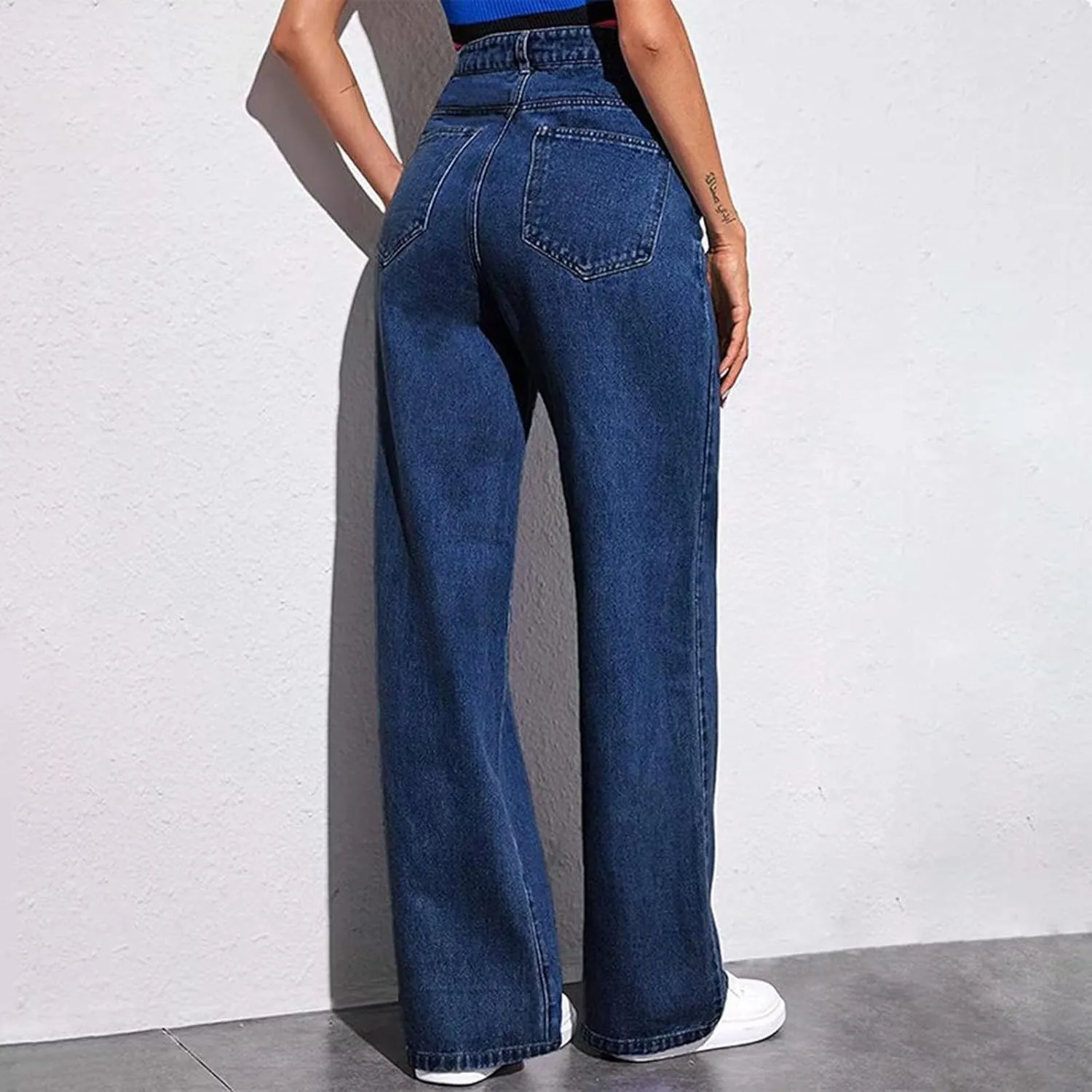 Women's High Waisted Wide Leg Jeans with Forward Pockets Trendy Casual Denim Pants for Comfort and Style Everyday