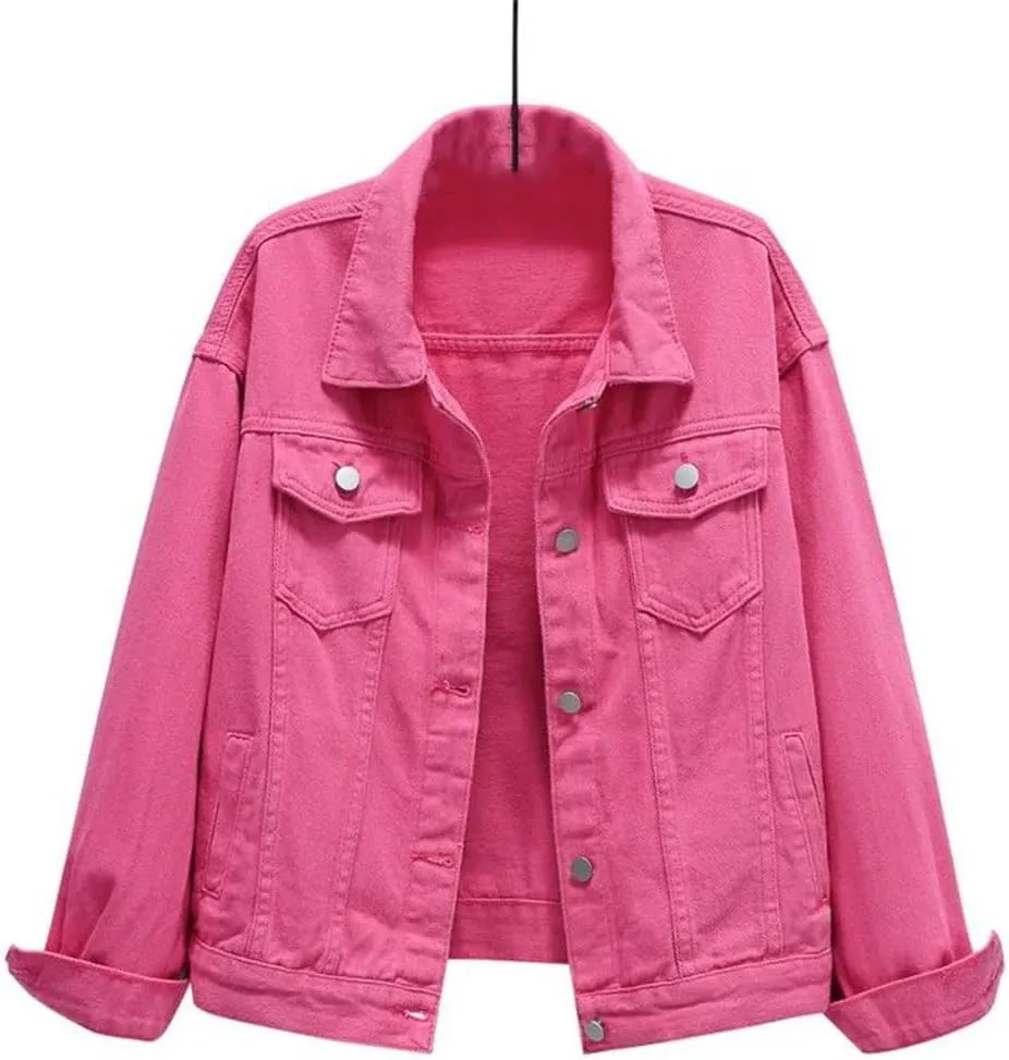 Women's Jeans Jacket Loose Short Casual Tops Cotton Denim Outerwear