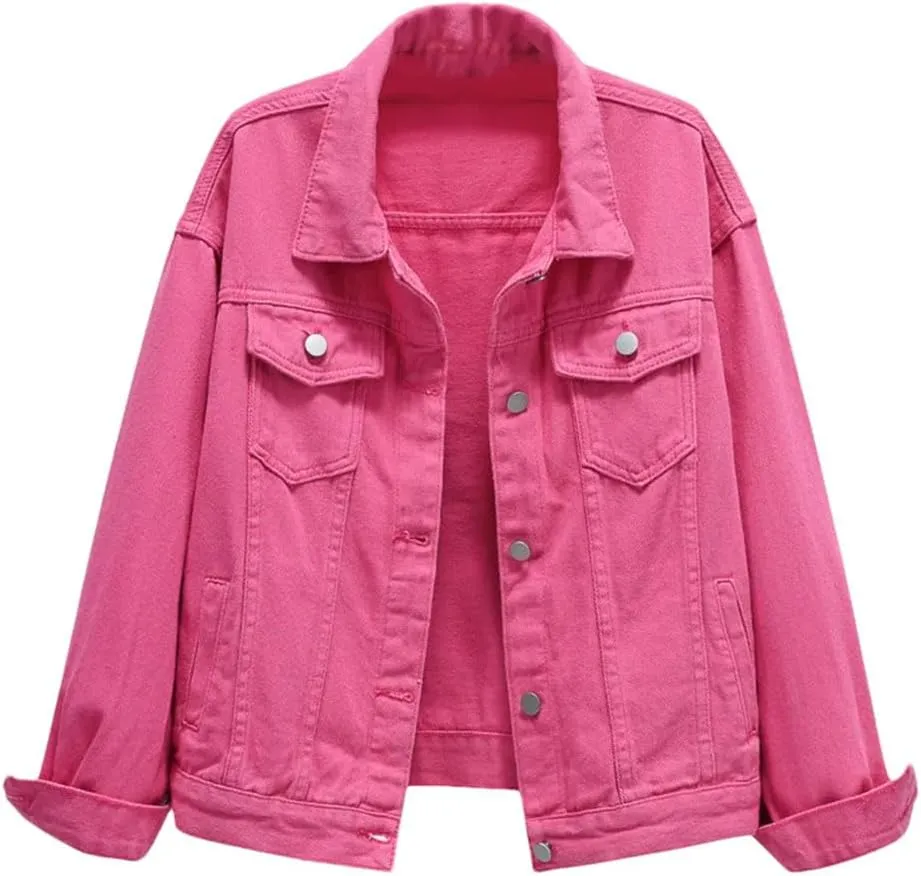 Women's Jeans Jacket Loose Short Casual Tops Cotton Denim Outerwear