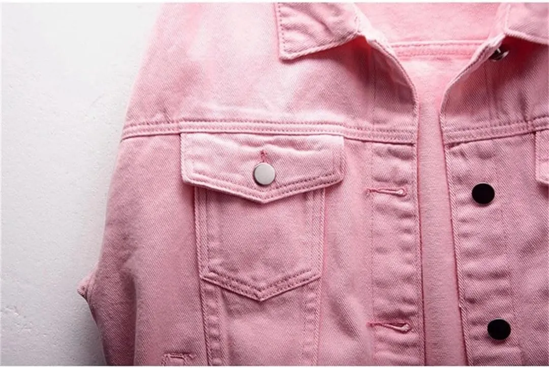Women's Jeans Jacket Loose Short Casual Tops Cotton Denim Outerwear
