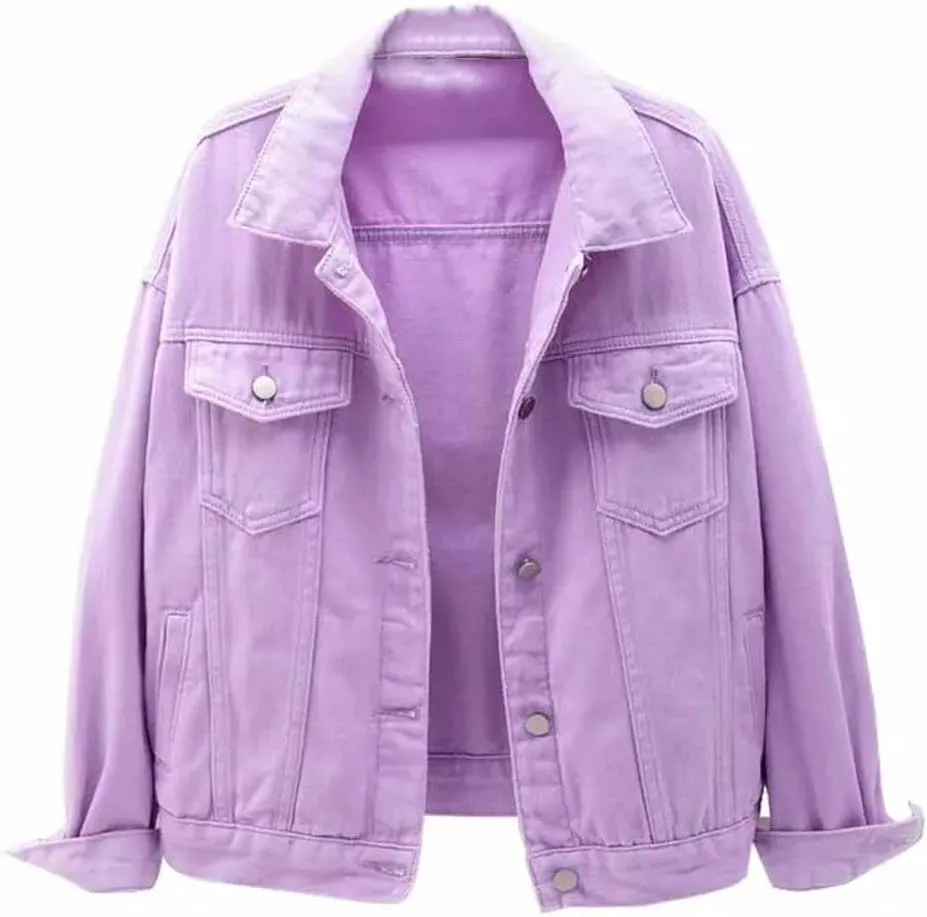 Women's Jeans Jacket Loose Short Casual Tops Cotton Denim Outerwear